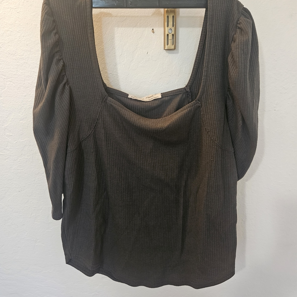 We The Free Black Square Neck Blouse